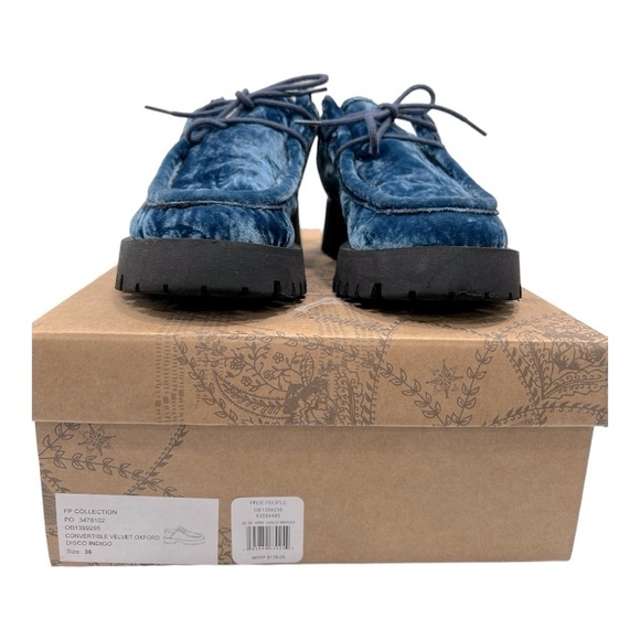 FREE PEOPLE Convertible Velvet Loafer Oxford Disco Indigo size 36 US 5.5-6 - Picture 4 of 10